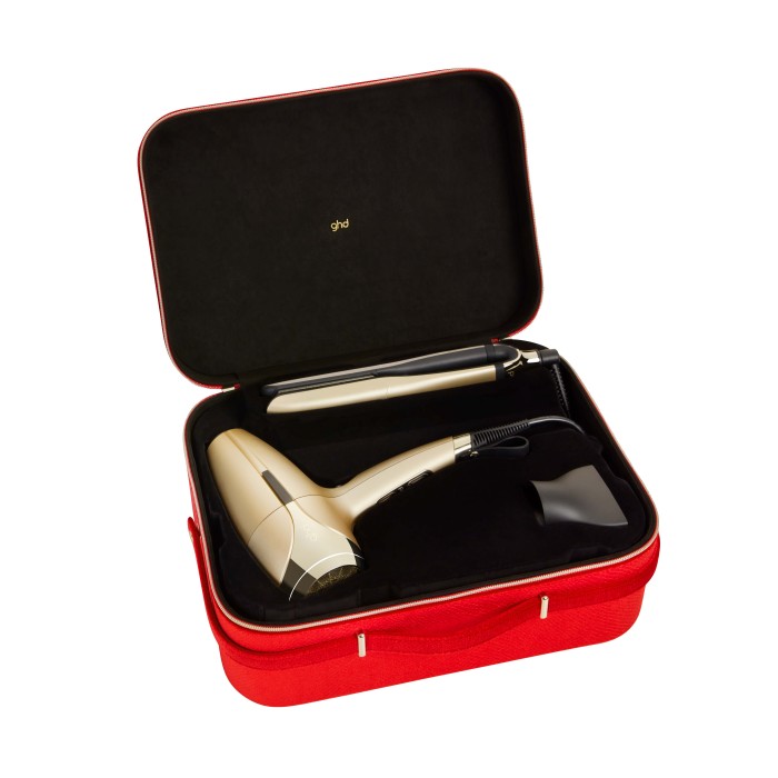 ghd platinum+ and helios deluxe gift set in champagne gold