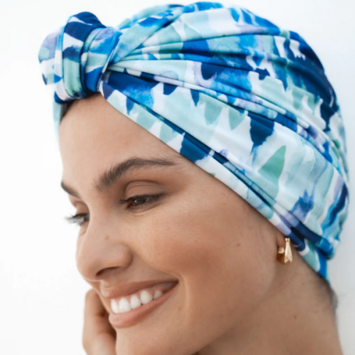 Louvelle Dahlia shower cap in Resort Blu