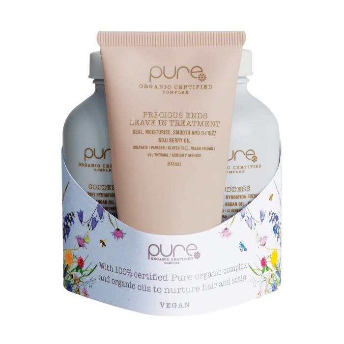 Pure Goddess Travel Set with Precious Ends Leave-In Treatment