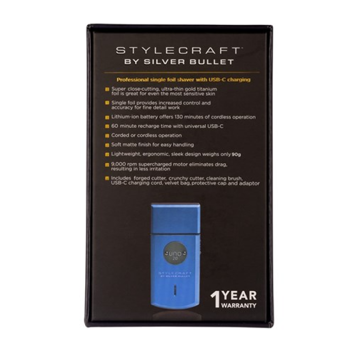 Silver Bullet StyleCraft by Silver Bullet Uno 2.0 Single Foil Shaver in Blue