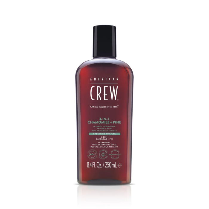 American Crew  3-in-1 Camomile + Pine Relaxing Shampoo, Conditioner & Body Wash