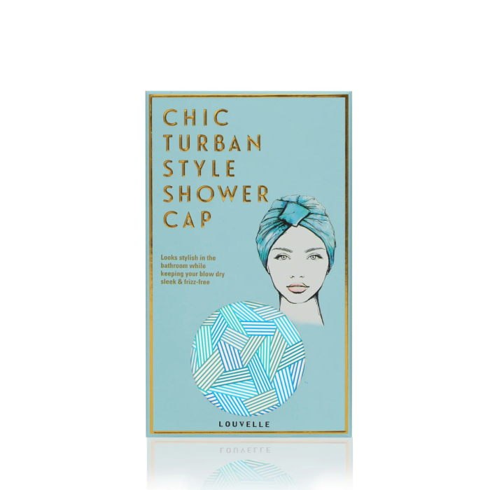 Louvelle Amelie Shower Cap in Aqua Stripe