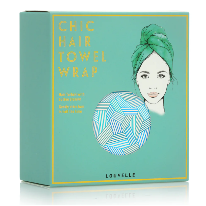 Louvelle RIVA Hair Towel Wrap - Aqua Stripe