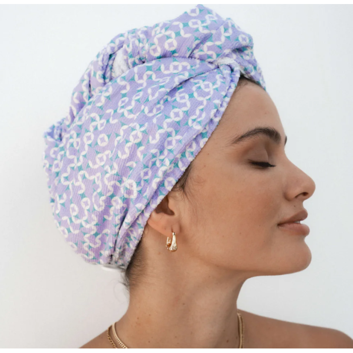 Louvelle RIVA Hair Towel Wrap - Lavender Geo