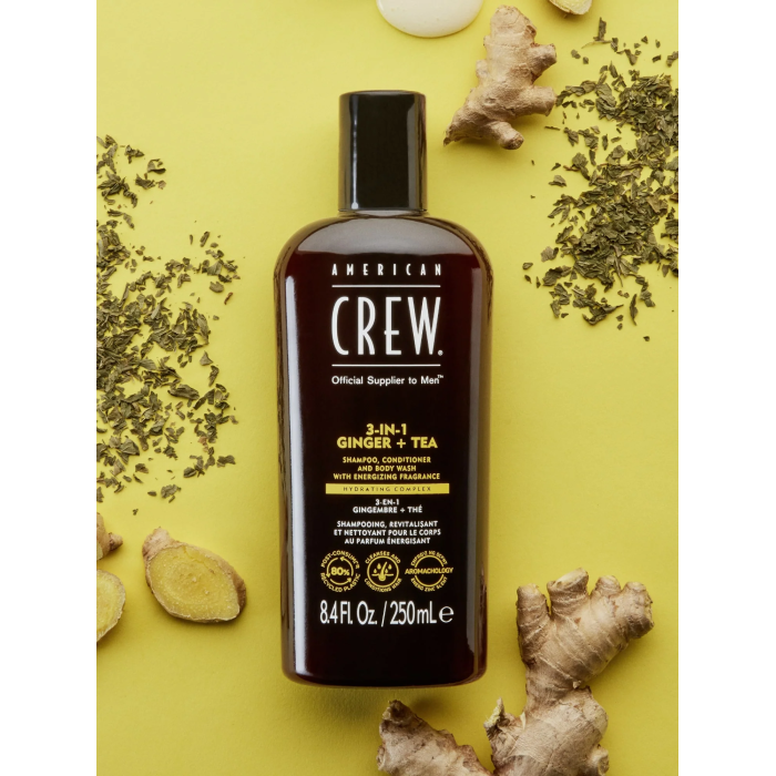 American Crew  3-in-1 Ginger + Tea Energizing Shampoo, Conditioner & Body Wash