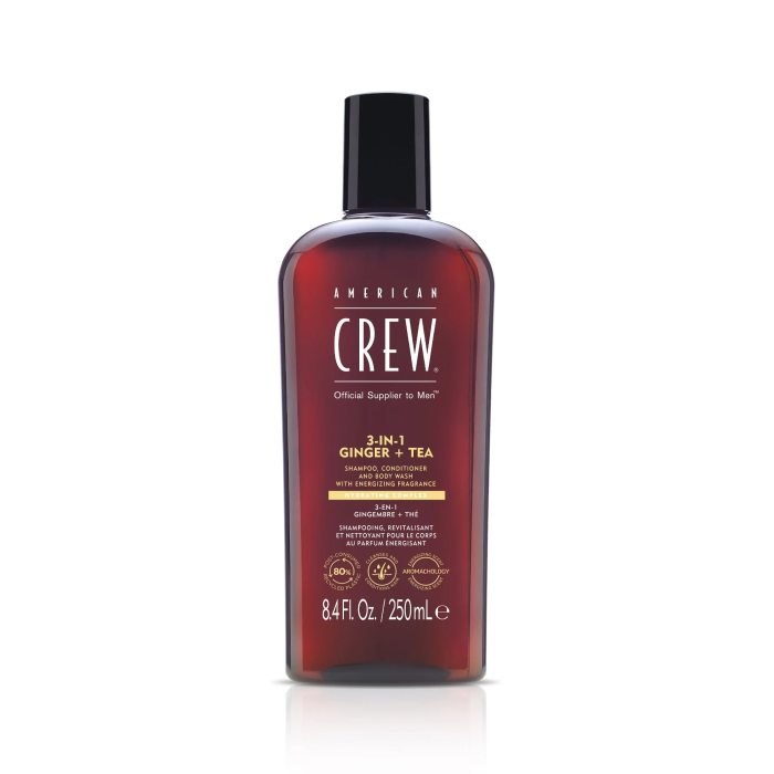 American Crew  3-in-1 Ginger + Tea Energizing Shampoo, Conditioner & Body Wash