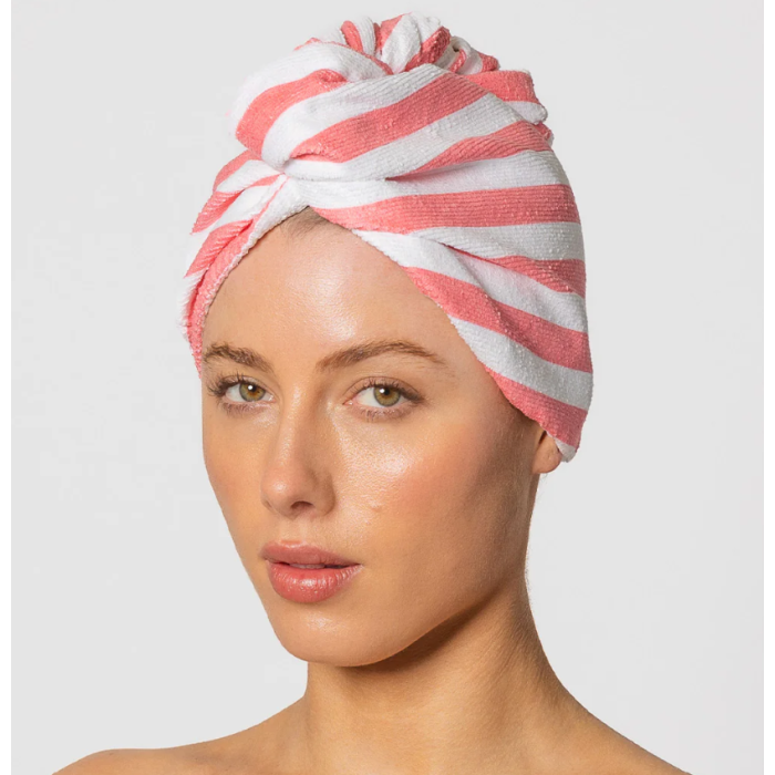 Louvelle RIVA Hair Towel Wrap - Pink Cabana Stripe