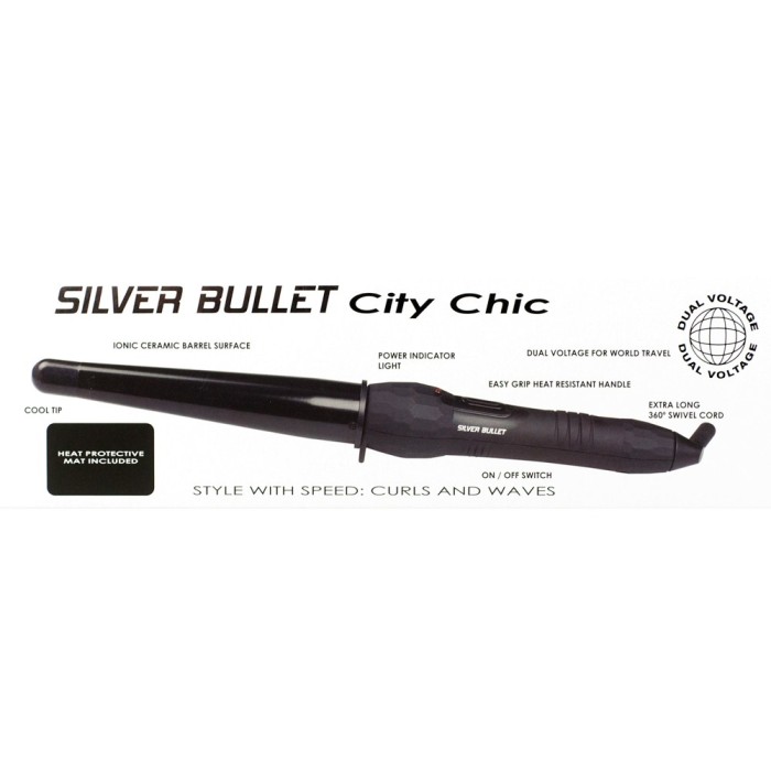 Silver Bullet City Chic Large Ceramic Conical Curling Wand