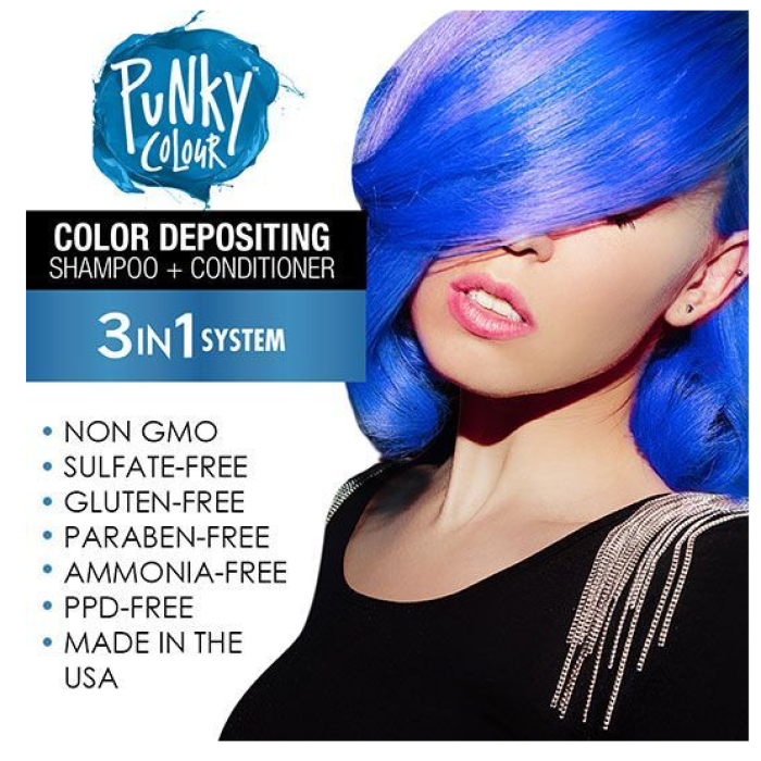 Punky Colour 3-in-1 Color-Depositing Shampoo + Conditioner - Bluemania